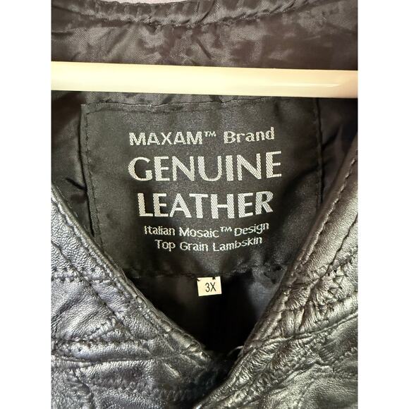 NWT Maxam Brand Leather Size 3X Black Vest - Picture 5 of 10